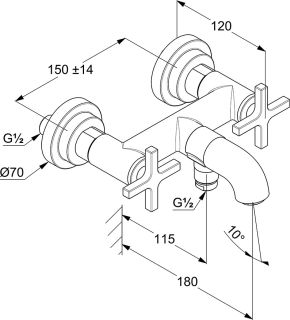 Смеситель для ванны и душа Kludi Nova Fonte Classic хром 205400520